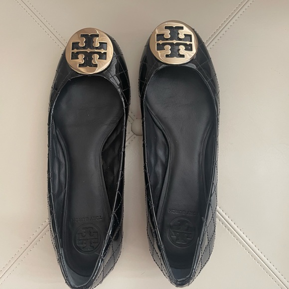 Tory Burch Shoes - Tory Burch Black Patent Leather Quilted Ballet Flats - Like New!